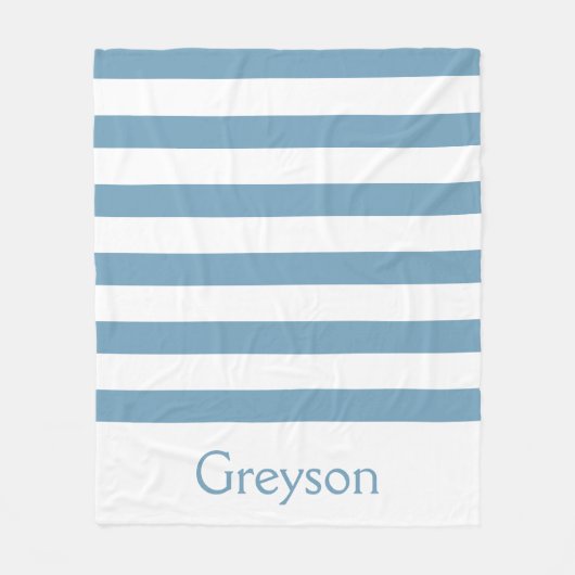Couverture Polaire La Caroline bleue et rayures blanches (Devant)