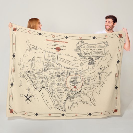 Couverture Polaire La carte d'un Texan des Etats-Unis (du Texas) (En situation)