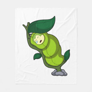 Couverture Polaire La chenille au coucher avec la feuille