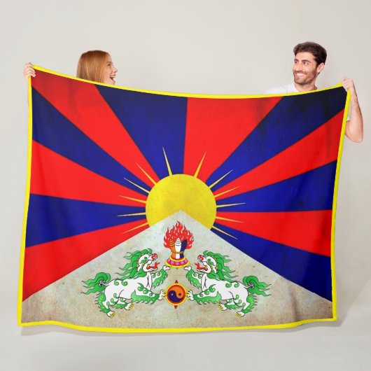 Couverture Polaire « La Chine : TIBET drapeau… « (En situation)