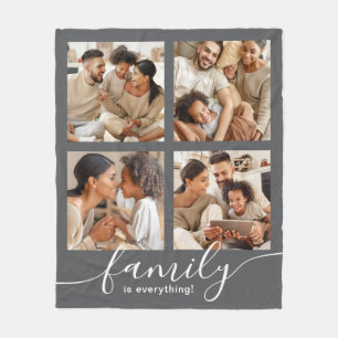 Couverture Polaire La famille est tout 4 Photo Collage Gris
