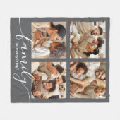 Couverture Polaire La famille est tout 4 Photo Collage Gris (Devant (Horizontal))