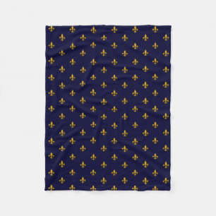 Couverture Polaire La fleur d'or de Lis sur le bleu marine