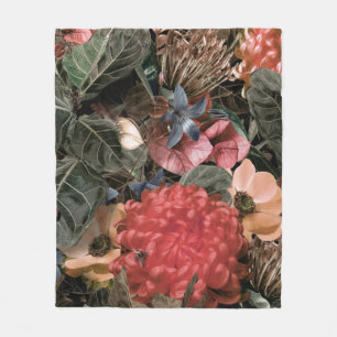 Couverture Polaire La fresque au mur. Fleurs et plantes avec des pion