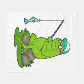 Couverture Polaire La grenouille comme pêcheur avec la canne à pêche  (Devant (Horizontal))