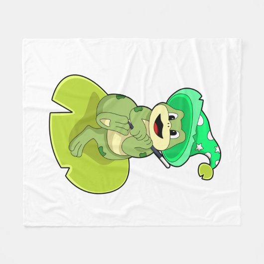Couverture Polaire La grenouille en magie avec baguette magique (Devant (Horizontal))