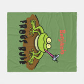 Couverture Polaire La grenouille règle drôle dessin de grenouille ver (Devant (Horizontal))