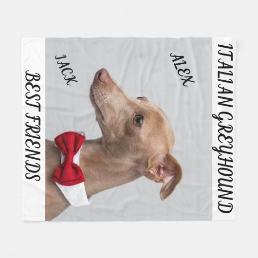 COUVERTURE POLAIRE LA GREYHOUND ITALIENNE FLEECE BLANKET AVEC DES NOM (Devant (Horizontal))
