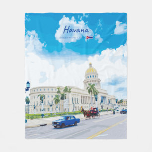 Couverture Polaire La Havane, Cuba - Âme Classique Vintage