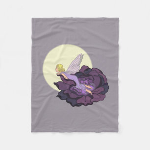 Couverture Polaire La Lune dans le ciel de la Soirée aux fleurs viol