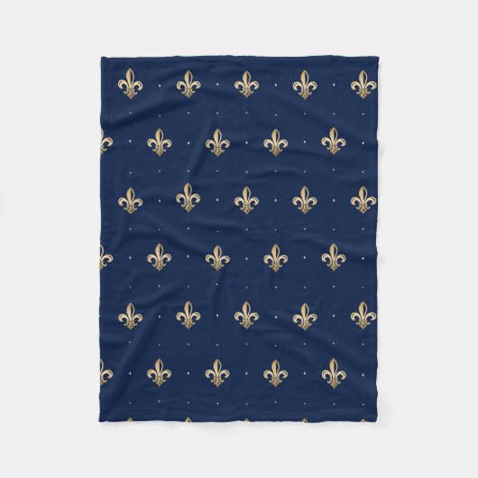 Couverture Polaire La luxueuse Gold Fleur de Lis Navy (Devant)