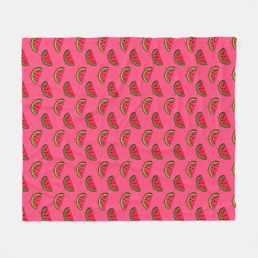 Couverture Polaire La pastèque d'été sur le Motif rose (Devant (Horizontal))