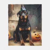Couverture Polaire La peur de l'Halloween Citrouille de Rottweiler (Devant)