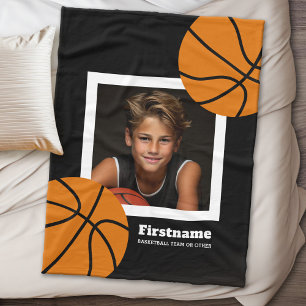 Couverture Polaire La photo de basket-ball ajoutent votre nom - peut