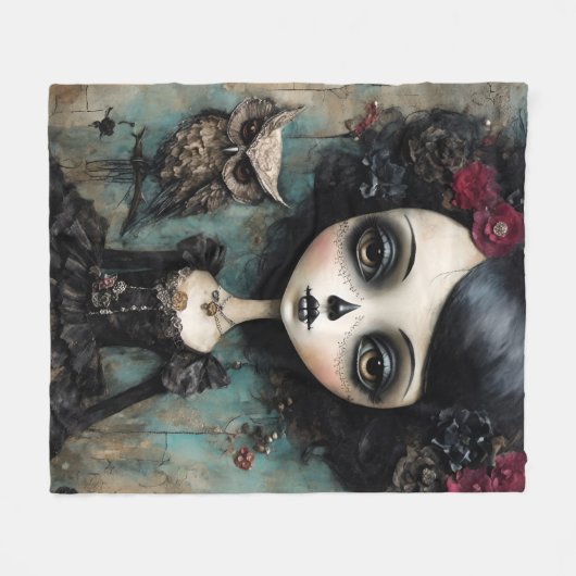 Couverture Polaire La poupée gothique et sa chouette (Devant (Horizontal))