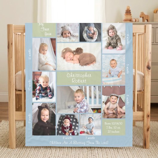 Couverture Polaire La première année de bébé Boho 12 Script de collag
