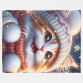 Couverture Polaire "La première chute de neige de Ginger Kitten" (Devant (Horizontal))