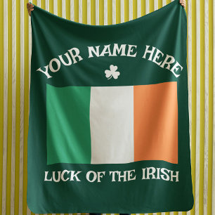 Couverture Polaire La Saint-Patrick Irlande Drapeau Nom personnalisé 