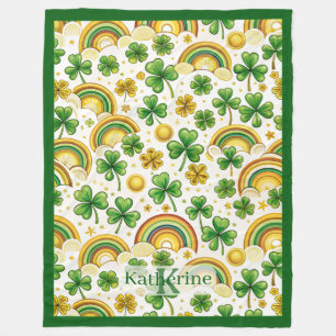 Couverture Polaire La Saint-Patrick Pot d'Or Arc-en-Ciel Trèfles
