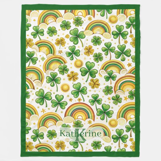Couverture Polaire La Saint-Patrick Pot d'Or Arc-en-Ciel Trèfles (Devant)