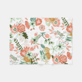 Couverture Polaire La toile de jute fleurit floral botanique (Devant (Horizontal))