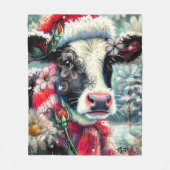 Couverture Polaire La vache rêve de temps plus chauds Turquoise Rouge (Devant)