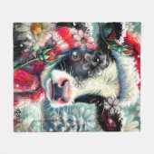 Couverture Polaire La vache rêve de temps plus chauds Turquoise Rouge (Devant (Horizontal))