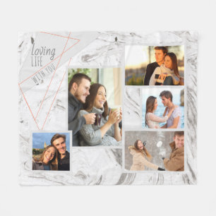 Couverture Polaire La vie affectueuse avec vous marbre de gris de