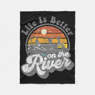 Couverture Polaire La vie est meilleure à la rivière drôle bateau pon