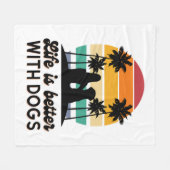 Couverture Polaire La vie est meilleure avec les chiens Retro Sunset  (Devant (Horizontal))