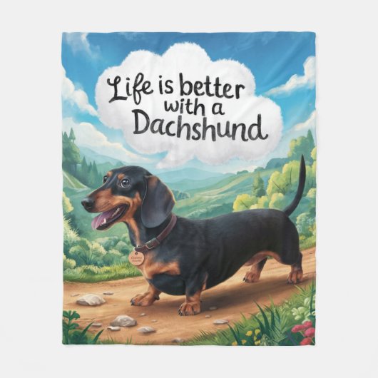 Couverture Polaire La Vie Est Meilleure Avec Un Dachshund (Devant)