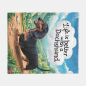 Couverture Polaire La Vie Est Meilleure Avec Un Dachshund (Devant (Horizontal))