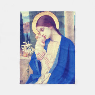 Couverture Polaire La Vierge Marie et l'Enfant Jésus grâce de la Rena