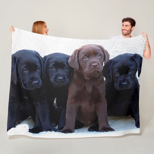 Couverture Polaire Laboratoire de chocolat - Chiots noirs du Labrador (En situation)