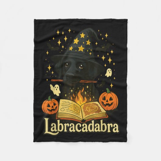 Couverture Polaire Labracadabra Black Labrador Magicien Halloween (Devant)