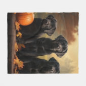 Couverture Polaire Labrador Chiot Automne Citrouille de plaisir (Devant (Horizontal))