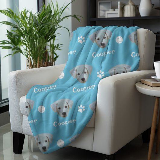 Couverture Polaire Labrador Dog, Sky Blue Nom personnalisé