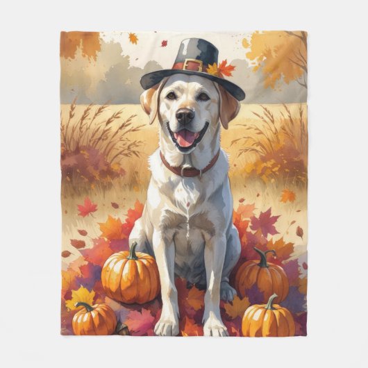 Couverture Polaire Labrador En Automne Feuille L'Art Thanksgiving (Devant)