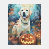 Couverture Polaire Labrador Halloween avec la peur Citrouille (Devant)