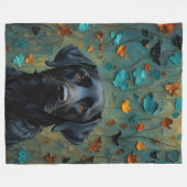 Couverture Polaire Labrador noir en Feuille (Devant (Horizontal))