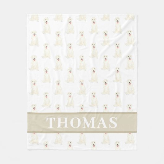 Couverture Polaire Labrador personnalisé (blanc) (Devant)