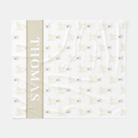 Couverture Polaire Labrador personnalisé (blanc) (Devant (Horizontal))