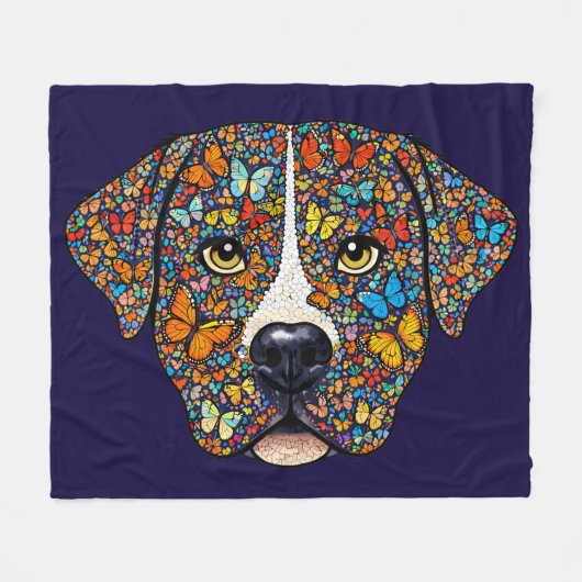 Couverture Polaire Labrador Retriever Butterfly Kaleidoscope Portrait (Devant (Horizontal))