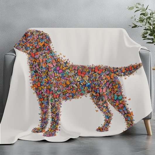 Couverture Polaire Labrador Retriever Butterfly Silhouette Dog Lover