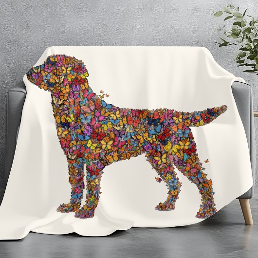 Couverture Polaire Labrador Retriever Butterfly Silhouette | Dog Mama