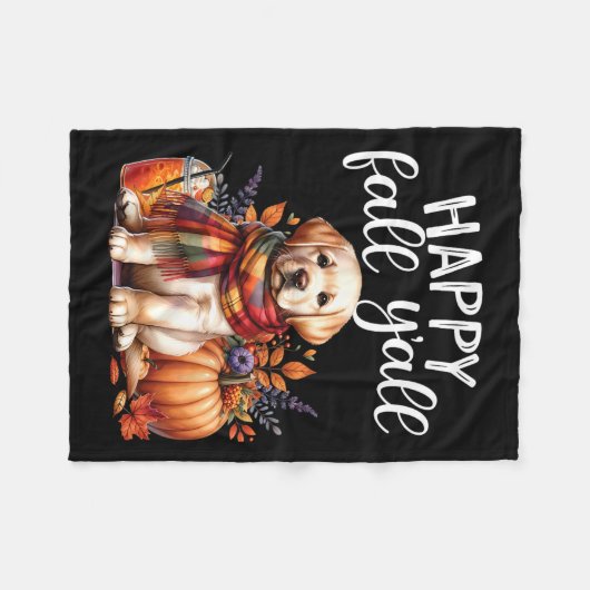 Couverture Polaire Labrador Retriever Chien Citrouille Spice Happy Fa (Devant (Horizontal))
