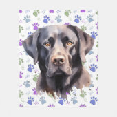 Couverture Polaire Labrador Retriever Chien Empreintes de pattes colo (Devant)