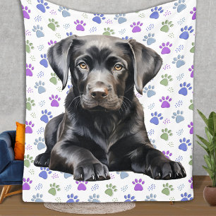 Couverture Polaire Labrador Retriever Chien Empreintes de pattes colo