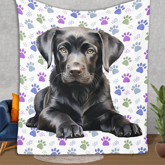 Couverture Polaire Labrador Retriever Chien Empreintes de pattes colo