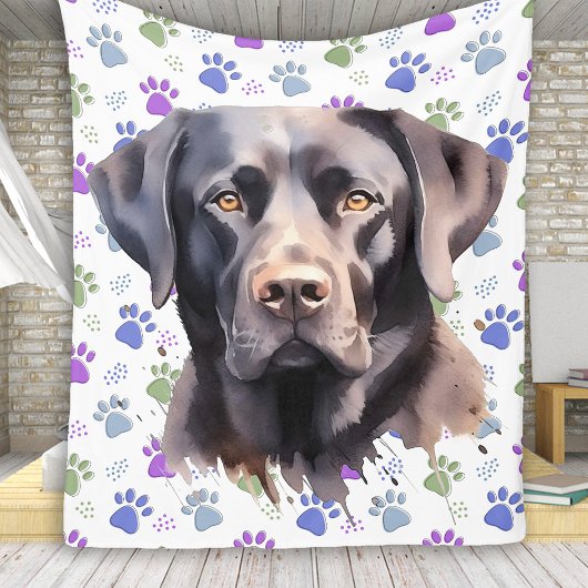 Couverture Polaire Labrador Retriever Chien Empreintes de pattes colo